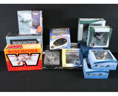 10 Boxed diecast model planes to include 6 x Oxford Diecast, 2 x Witty Wings, 1 x Corgi Aviation Archive, and 2 x War Master,