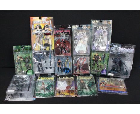 15 Carded Sci-Fi related figures to include 6 x Moore Action Collectibles (Lady Demon, Purgatori, 2 x Witchblade, Witchblade 
