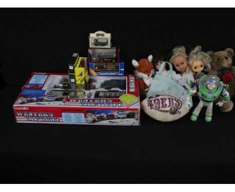 Collection of toys to include boxed Playgo Western Express set, 6 x boxed diecast models including Lledo Days Gone and Corgi 