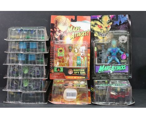 Ten carded Topps Mars Attacks action figures to include Martian Trooper, Doom Robot, Supreme Commander, Martian Spygirl, etc,