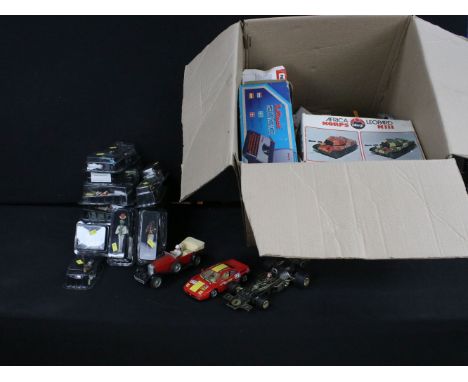Collection of mixed toys to include a quantity of Hachette Ancient Gods Of Egypt figures, boxed Mettoy Junior Toy Typewriter,