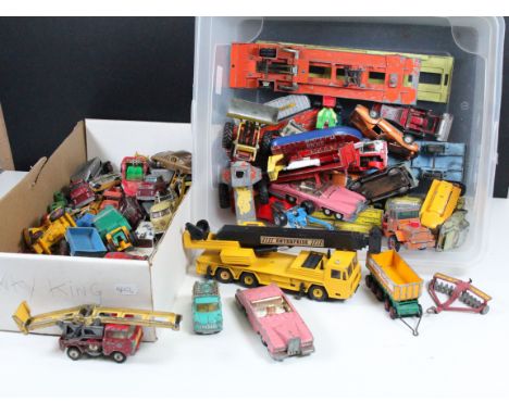 Collection of playworn diecast models to include Dinky, Corgi, Matchbox and Majorette examples featuring 2 x Dinky Thunderbir