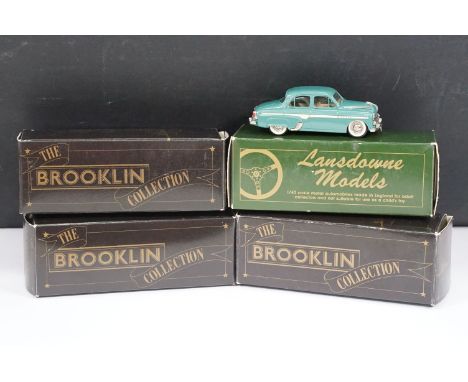 Four boxed white metal models to include 3 x Brooklin Collection (BRK44 1961 Chevrolet Impala Sport Coupe, BRK11 1956 Lincoln