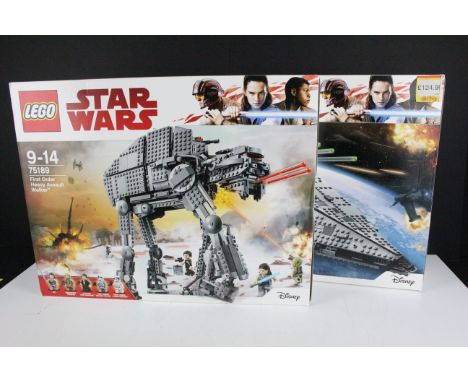 Lego - Two boxed Lego Star Wars First Order sets featuring 75190 First Order Star Destroyer (with figures) &amp; 75189 First 
