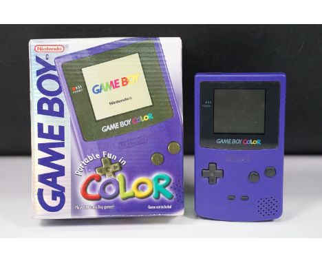 Retro Gaming - Boxed Nintendo Game Boy Color handheld gaming console in purple, complete with leaflets, in vg condition overa