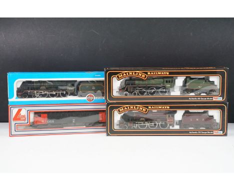 Four boxed OO gauge locomotives to include 2 x Palitoy Mainline (37-056 4-6-0 Rebuilt Scot Class locomotive LMS black and 37-