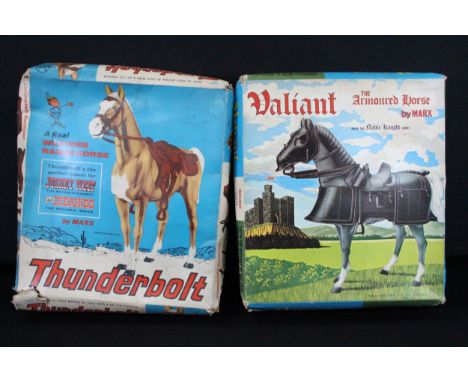 Two boxed Marx Toys to include 2061 Thunderbolt Western Range Horse and 2086 The Noble Knight Series Valiant The Armoured Hor