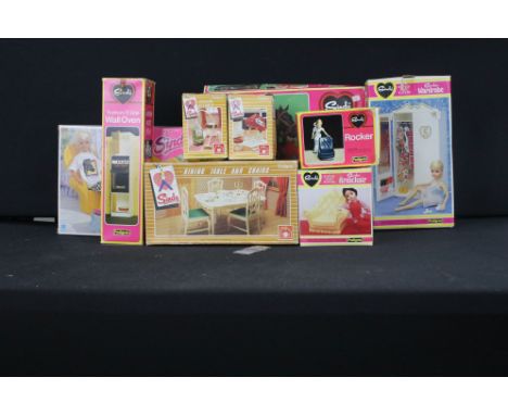 20 Boxed Pedigree / Hasbro Sindy accessories to include Eastham E Line Hob Unit, Shower, Settee, Walk in Park (dog only), War