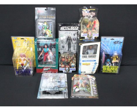 10 Boxed / carded Anime and gaming related figures to include 2 x Mon-Sieur Bome Collection (vol 3 &amp; vol 12), WS Rainmake