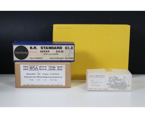 Four boxed brass O gauge locomotive kits to include Meteor Models BR Std 3 82000 Tank, 85A Railway Models Hunslet 15" Class 0