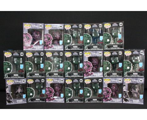 19 boxed Funko Pop Art Series film related figures to include 12 x Marvel Studios Black Panther 68 Nakia, 5 x Disney 09 Oogie