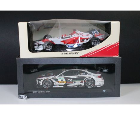 Two boxed 1/18 diecast models to include Minichamps Panasonic Toyota Racing TF106 J.Trulli 2006 and BMW Shop BMW M3 DTM 2013 