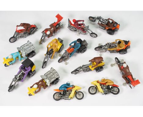 11 Mattel Hot Wheels Rrrumblers diecast model motorbikes to include 2 x Roman Candle, Choppin Chariot, Torque Chop, Revolutio