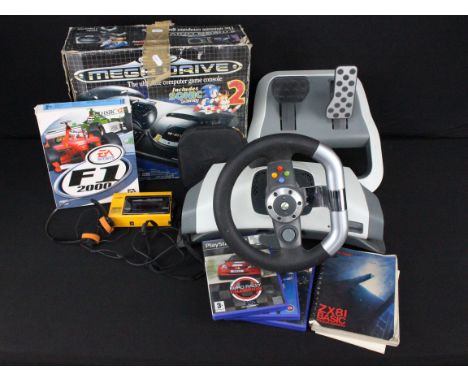 Retro Gaming - Boxed Sega Mega Drive console with 2 x controllers (no Sonic game) plus 2 x boxed games to include Robocop ver
