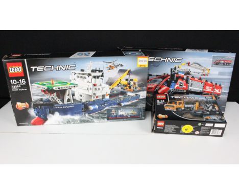 Lego - Three boxed Lego Technic sets featuring 42064 Ocean Explorer, 42068 Airport Rescue Vehicle &amp; 42060 Roadwork Crew, 