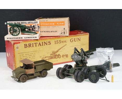 Two boxed Britains military diecast models to include No 2064 155mm Gun (showing play wear but gd overall with fair box), and