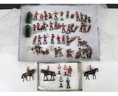 Around 60 metal figures and animals to include Britains and John Hill &amp; Co / Johillco examples featuring Grenadier Guards