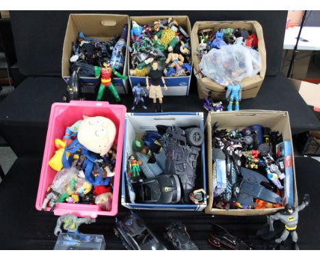 Large collection of circa 1990s onwards action figures and collectables to include many Batman examples, Tomb Raider, DC &amp