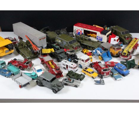 Collection of playworn diecast models to include Dinky, Matchbox and Britains examples featuring Dinky SHADO 2, Dinky Volkswa