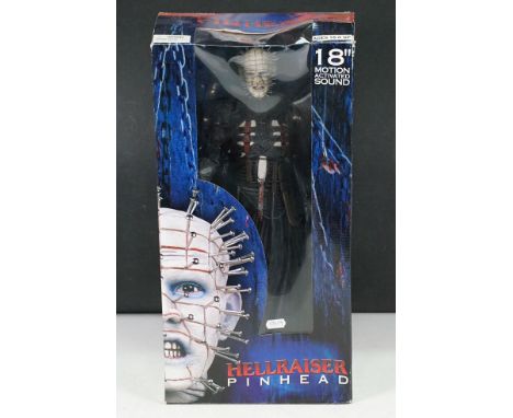 Boxed Neca Reel Toys Hellraiser Pin Head 18" Motion Activated Sound figure, figure appears unremoved from box, box vg with a 