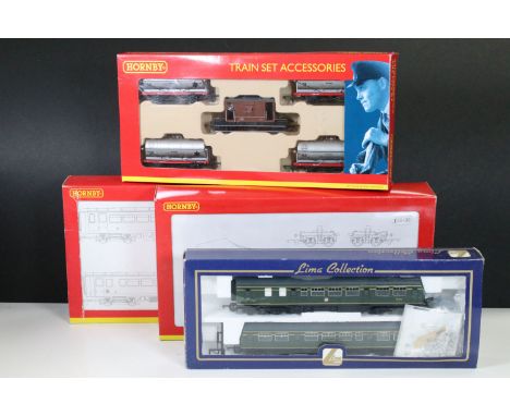 Four boxed OO gauge sets to include 3 x Hornby (R2162A Provincial Railways Class 155 Super Sprinter 155325, R6183 BR 75 Ton B