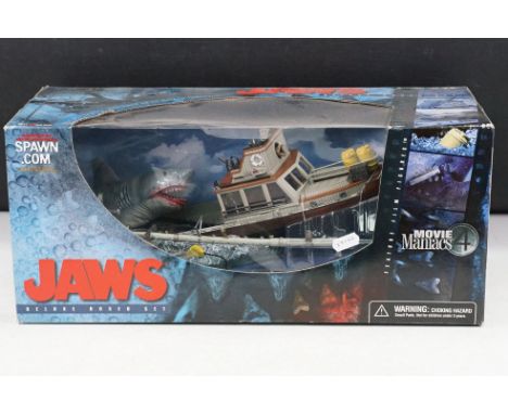 Boxed McFarlane Toys Movie Maniacs Jaws Deluxe Boxed Set, complete and appearing unopened, outer box vg