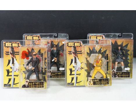 Four carded / boxed Neca Reel Toys Kill Bill figures to include The Bride, Go-Go and 2 x Crazy 88 Fighter variants, all ex