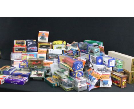 Around 100 boxed / carded diecast &amp; plastic models to include 48 x Corgi, ERTL Diecast Implements, Maisto, Solido, Atlas 