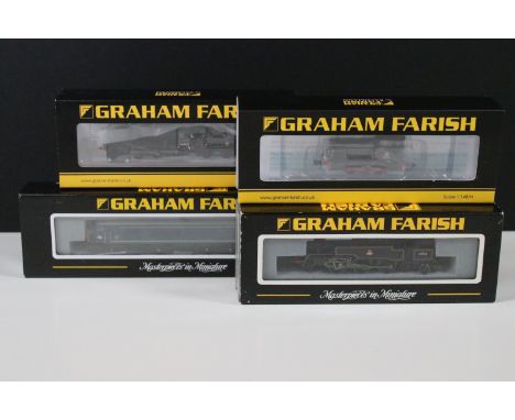 Four boxed / cased Graham Farish N gauge locomotives to include 371-576 Class 45 Diesel 45114 BR Blue, 372-626 Ivatt Class 2M