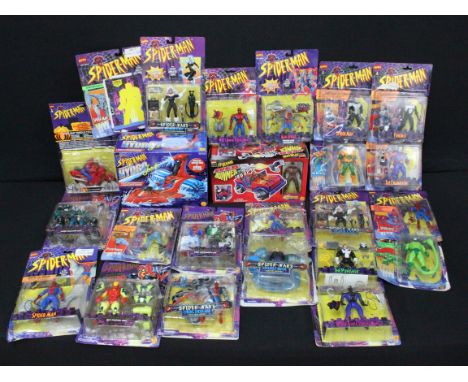 21 Carded Toy Biz Marvel Comics Spider-Man action figures to include 3 x sealed examples including Spider Wars Black Cat, Man