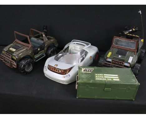 Three Hasbro Action Man vehicles to include Silver Speeder, Army Jeep, etc
