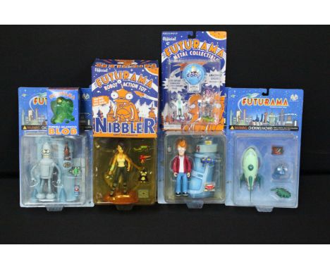 Six carded / boxed Futurama figures to include 3 x Moore Action (Bender, Leela, Fry &amp; Planet Express Ship), 1 x Dark Hors