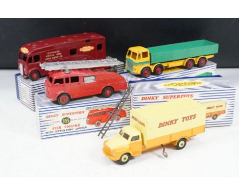 Four boxed Dinky Supertoys commercial diecast models to include 934 Leyland Octopus Wagon with yellow cab, green body and det