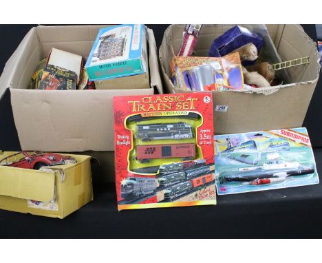 Large quantity of mixed toys to include carded Battery Operated Submarine, boxed Battery Operated Old Fashioned Bus, Construc