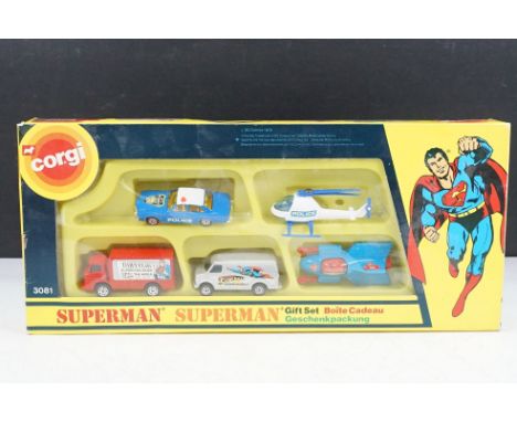 Boxed Corgi 3081 Superman Gift Set diecast model set complete, diecast ex, box vg