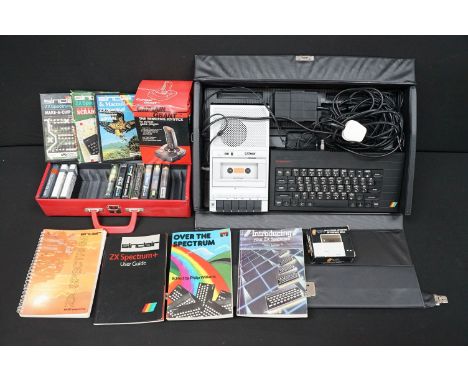 Cased Sinclair ZX Spectrum + Personal Computer and Cathay Computer Compatible Cassette Recorder, complete with Sinclair power