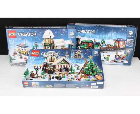 Lego - Three boxed Lego Winter sets featuring 10254 Winter Holiday Train, 10259 Winter Village Station &amp; 10249 Winter Toy