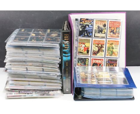 Large collection of trading cards contained within multiple binders to include Sky Box DC Villains (Complete 1-90), DuoCards 