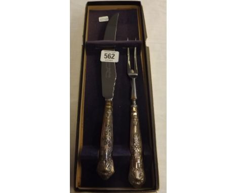 BOXED CARVING SET WITH SILVER HANDLES