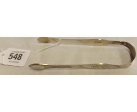A PAIR OF GEORGE III LONDON SILVER SUGAR TONGS BY P.A. &amp; W.BATEMAN 1804