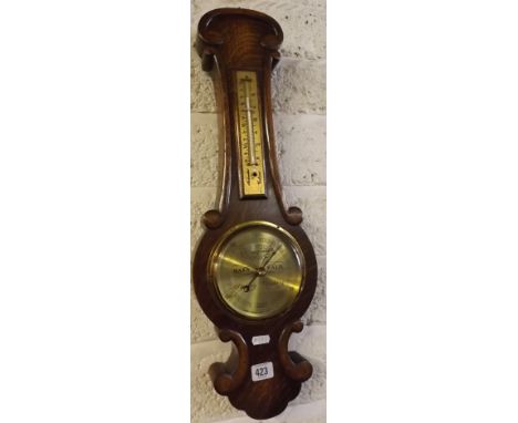 AN OAK FRAMED BAROMETER UNIT BY SHORT &amp; MASON LONDON