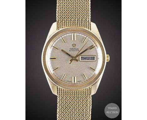 A GENTLEMAN'S 9CT SOLID GOLD OMEGA AUTOMATIC BRACELET WATCH
CIRCA 1973
Movement:&nbsp;24J, automatic, cal. 752, signed Omega 