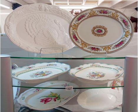 6 large meat platters, 3 Spode, 2 Wedgwood &amp; 1 made in Portugal