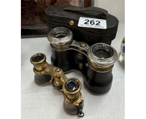 The touring club London, Paris vintage cased opera glasses and vintage 'Iris Paris' opera glasses
