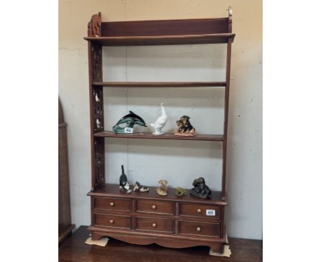 A mahogany book shelf with 6 drawers. COLLECT ONLY.