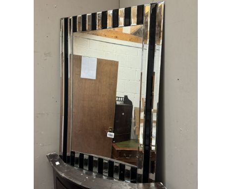 A good quality art deco style modern wall mirror, COLLECT ONLY.Outer 61 x 90cm, Inner 42 x 71.5cm 1 black panel at bottom cra