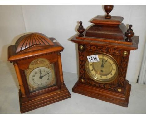 Two oak mantel clock for spares or repair.&nbsp;COLLECT ONLY