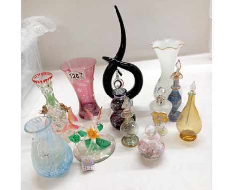 A quantity of art glass &amp; perfume bottles etc