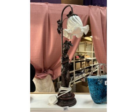An art nouveau style figurine table lamp
