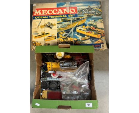 A large box of vintage Meccano including Mamod Steam engine &amp; A Ocean terminal set no 6